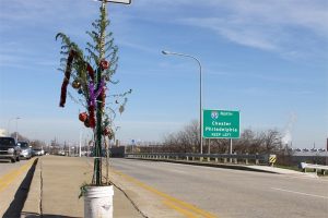 The Christmas Weed in the middle of Philadelphia Pike after the Claymont Christmas Parade